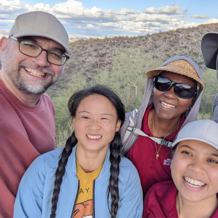 Faculty hiking during PD event.