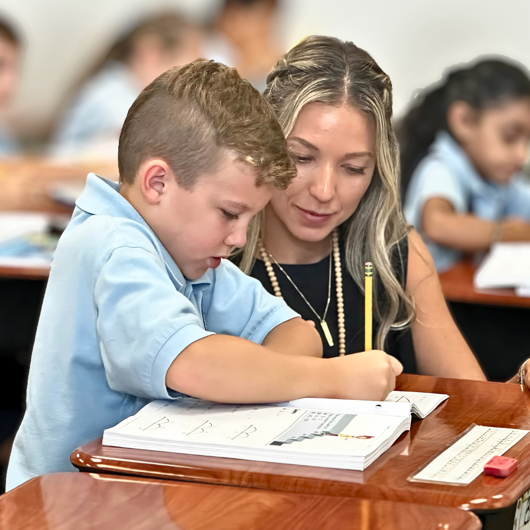 Teacher with student